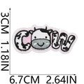 Toppa ricamata a forma di mucca cartoon con dimensioni 6,7cm x 3cm e misure - Mucca Sdraiata Rilassata (N. 20)