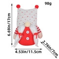 Gnome de Noël rouge à cœur tricoté avec dimensions 17cm et barbe blanche décor - Gnome à Tresses / Chapeau Blanc avec Cœur et Tresses