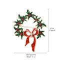 Detailed size specifications of the Christmas wreath brooch with alloy and rhinestones - Large Red Rhinestone Wreath