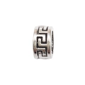 Silver alloy bead charm with geometric maze patterns and vintage oxidized finish - 1pc Greek Fret Pattern Bead