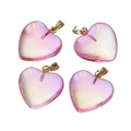 Set of four translucent pink heart pendants with golden clasps and iridescent finish - Transparent Pink Yellow (10pcs/pack)