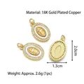 Pendaglio ovale Vergine Maria in rame placcato oro 18K con micro zirconi incastonati - Stile A / Solo Ciondolo (Senza Catena)