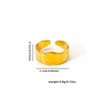 Detail view of 18k gold plated wave textured ring with dimensions 0.7cm width and 2.1cm diameter - Adjustable Open / Hammered Wave Texture Ring (TYGR0114)