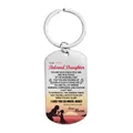 Stainless steel keychain for daughter with sunset silhouette and inspirational message - CW0061 Mom Beloved Message