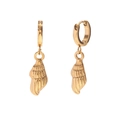 Elegant 18K gold plated stainless steel hoop earrings with textured shell pendants - Gold Conch