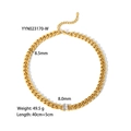 Gold plated stainless steel Cuban necklace with square zircon stone, width 8.5mm - Slim Frame Square Zirconia Cuban Necklace (YYN023170-W)