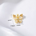 Macro detail of butterfly pendant showing 15.4mm size and white shell inlay with zircons - 14K Gold Butterfly Mother of Pearl (H-10780)