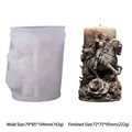 Moule en silicone pour bougie chevalier médiéval avec relief détaillé de rose et cavalier - Chevalier à la Rose (GJ-151)