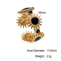 Detail showing 18K gold plated sunflower ring dimensions, 10mm diameter and 17.4mm inner diameter - Black