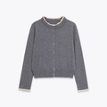 Grijs gebreid vest met delicaat kant en ronde hals in een Franse retrostijl - S / Grijs