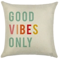Blue ocean style linen pillowcase featuring artistic Good Vibes Only print - Style YD502-16 (Good Vibes) / 45*45cm (No Insert)