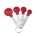 4-piece measuring spoon set with red plastic heads and stainless steel handles - Red Small 4Pcs Measuring Spoons Set