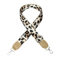 Adjustable 38mm shoulder strap with leopard print and khaki leather accents - Leopard Print Khaki Top Grain Leather