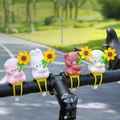 Lot de 4 décorations de guidon de vélo animaux mignons avec tournesols et sangles - Série d'Ornements 2622 (2622) / Lot de 4 / Coloré
