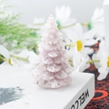 Mini sapin de Noël en résine de cristal rose pour bureau avec décor floral - 35 Kunzite