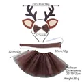Set costume da renna marrone con cerchietto corna, farfallino, coda e gonna tutu marrone - Set 3 pezzi renna in ferro + Gonna in tulle caffè