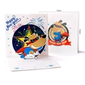 3D pop-up superhero dog New Year greeting card with fireworks and 15cm dimensions - Superhero Dog