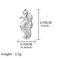 Silver seahorse pendant for DIY jewelry, measuring 2.70cm in height and 0.95cm in width - Shiny Silver Seahorse (A0007102)