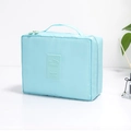 Trousse de toilette bleu clair avec coutures en losange et double fermeture éclair - 21*8*17cm / Rose bonbon