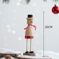 Figurine bonhomme de neige en bois de 20cm avec chapeau noir pour décor de Noël nordique - Marionnette de Noël-Bonhomme de Neige 20cm