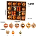42pcs set of orange and gold Christmas ball ornaments with mixed textures and pinecones - 616-18 (Orange Gold Bronze Set - 42pcs) / 3+6cm