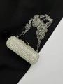 Mini silver rhinestone beaded crossbody bag with elegant metal chain shoulder strap - Small Diamond Style / Silver