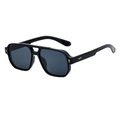 Lunettes de soleil aviateur noires rétro à double pont avec rivets en métal doré - Monture Noire Verres Noir Gris
