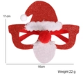 Occhiali di Natale con montatura glitter rossi, cappello e barba in fibra bianca - Stile Cappello di Natale