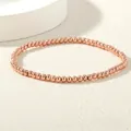 Pulsera elástica de cuentas de oro rosa pulido con un diseño minimalista y acabado de lujo - 3mm / Oro rosa