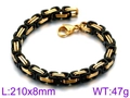Titanium steel braided bracelet in black and gold with lobster clasp, 210mm long - Black and Gold Bicolor (KB91949-Z)