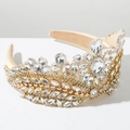 Detalle de diadema barroca dorada con cristales brillantes para novias y bodas - Blanco