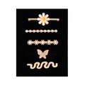 Five-piece gold watch band charms featuring daisy, pearl butterfly, and rhinestone star - D3029 Daisy/Butterfly Set 19