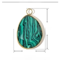Paramètres de taille détaillés du pendentif malachite en forme de goutte d'eau et acier - Goutte d'eau Vert Rayures Noires (YE427-2)