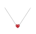S925 sterling silver necklace featuring a delicate red heart pendant on a thin silver chain - 925 Silver / Red