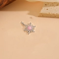 Silver sun pendant necklace with pink opal center and micro-paved sparkling crystals - Pink Zircon Pendant / Silver