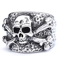 Anello da uomo in acciaio inossidabile stile punk con teschio e ossa incrociate argento - US 12 / Colore Acciaio (12105)