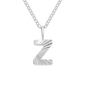 Polished silver stainless steel necklace featuring a textured letter Z pendant design - Letter Z / Steel Color