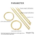 Technical specifications for 6mm and 8mm gold titanium steel Cuban chain link jewelry set - 6mm / 20cm
