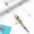 DIY plastic beaded pen featuring bright yellow sunflower print on a black barrel base - Black Base Sunflower Floral (88)