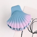 Cute shell shaped hair clip with blue and pink gradient finish and matte texture - Blue-Pink Gradient
