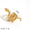 18K gold plated snake-shaped stainless steel wrap ring with fine scale texture detailing - Gold Snake Spiral Style (TR4388)
