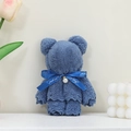 Blue coral fleece towel bear with Just For You ribbon and pearl detail for wedding gift - Little Bear Seashore Orchid / 30*30 (with Balls And Pearls)