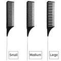 Tre misure di pettini a coda neri professionali con aghi in metallo per la tintura dei capelli - Grande / Nero