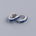 Orecchini a cerchio in argento S925 con zirconi blu a taglio quadrato - Oro Bianco (Zircone Blu)
