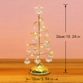 Golden 26cm spiral iron Christmas tree with LED lights and crystal pendants - Medium / Gold Warm Light