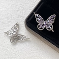 Close-up of 14k gold-plated butterfly charms with purple zircon inlay for DIY jewelry - 6# White Gold (Purple Stone)