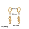 Detailed size specifications of 18k gold plated seahorse and pearl drop earrings - Seahorse Style (TE60483)