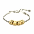Bracciale a catena serpente bicolore oro e argento con ciondoli lettere KISS pavé - KISS