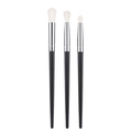 Professional 3-piece faux wool eyeshadow and blending brush set with black matte handles - Black Silver Style