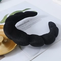 Thickened black bubble sponge headband with matte texture for skincare and yoga - Black (17# Glossy Sponge Headband)